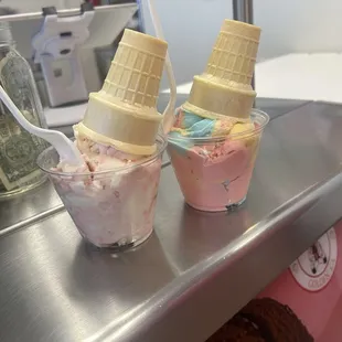 Unicorn and strawberry cheesecake ice cream