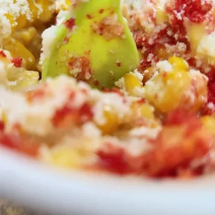 Elote with hot cheetos