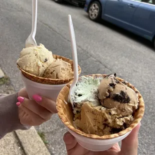 two bowls of ice cream