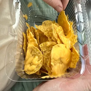 Paid like 6 bucks for such a small bag of chips and the cheese was cold.