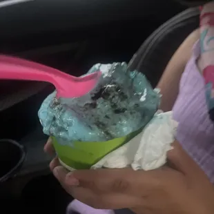 Melted Cookie Monster ice cream