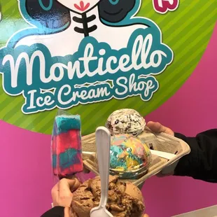 a woman holding a bowl of ice cream
