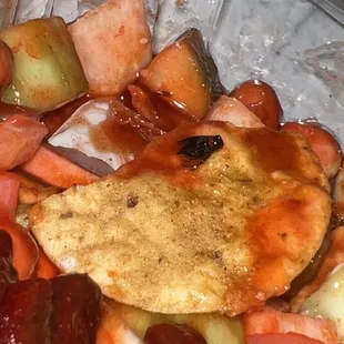 a chicken and vegetables