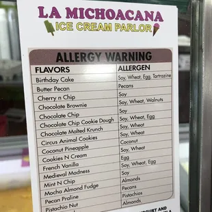 allergy warning