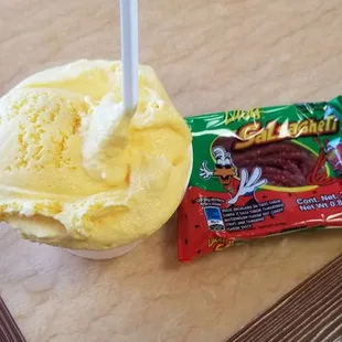 Vanilla ice cream and candy. Side note, for some reason their vanilla reminds me of thriftys ice cream batter flavor