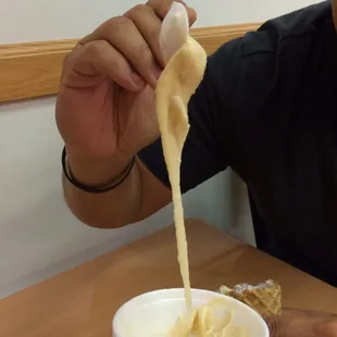 Why does the caramel ice cream have this weird, glue like consistency?? Kinda gross