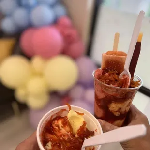 One scoop &amp; Mangonada in background