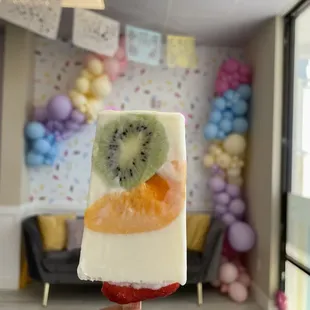 Kiwi, peach, and strawberry milk bar