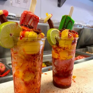 two cocktails on a counter