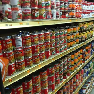 canned food on shelves