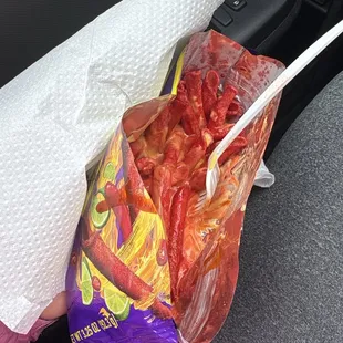 Takis with cheese (add ons available).