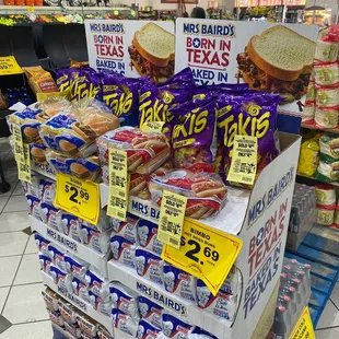 a display of sandwiches