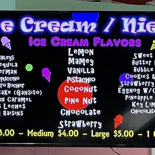 Ice cream flavors