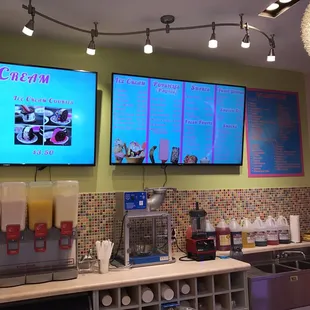 the menu of the ice cream shop