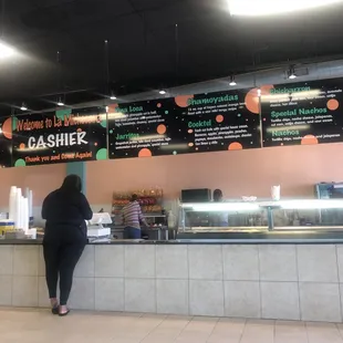a woman at the counter