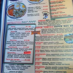 Menu action.