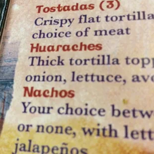 menu