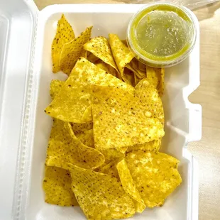 Nachos and salsa.