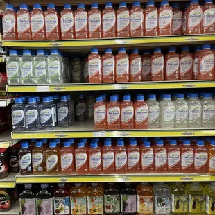 shelves of drinks