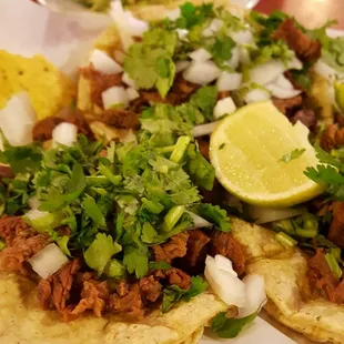 Steak tacos... if you don&apos;t want onion or cilantro on it, make sure you say something about it while you order!