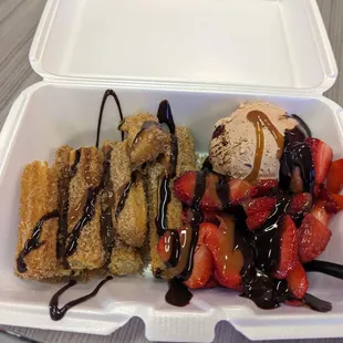 Churro bites with Ferrero Ice cream