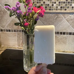 Coconut (milk based) popsicle that we got to-go!