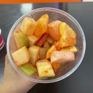 Fruit cup with chamoy.