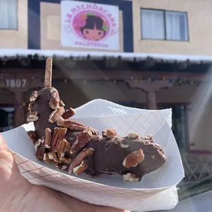 Pecan chocolate covered banana