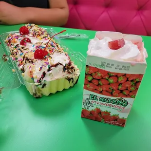 Bana Split, Fresas con crema.