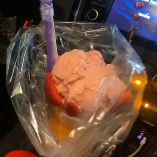 Strawberry Mango cream slush.