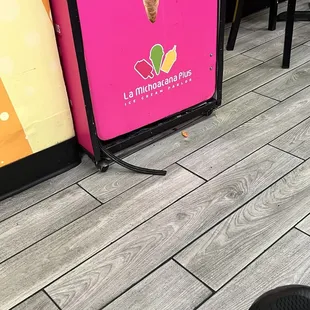 Under garbage cans are filthy.