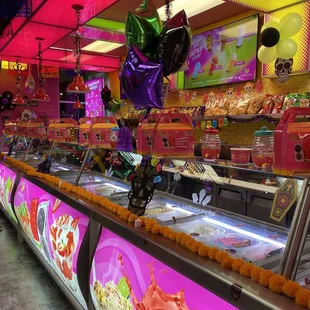 the inside of a deli