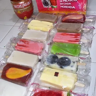 Mechalagua de mango and different flavors of popsicles!