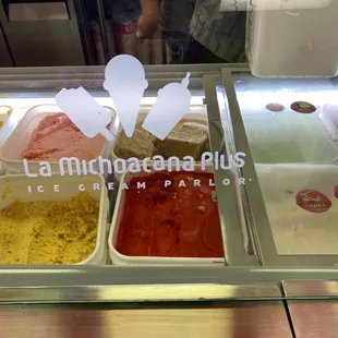 three different flavors of ice cream