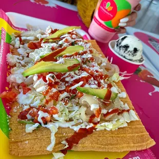 Chicharrón preparado, ice cream and aguas frescas