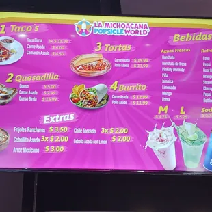 Single ordering menu