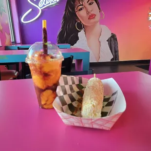 Mangonada and elote.