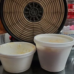 two cups of la michoacana on a table