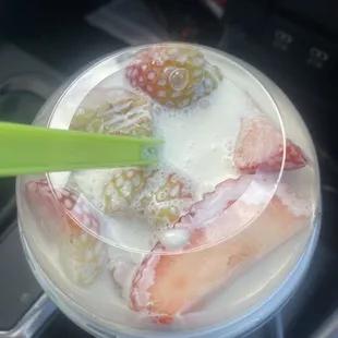 Fresas con Crema $12. Strawberries were not ripped.