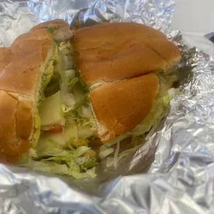 Like a sandwich can&apos;t remember the name, pineapple jalapeños lettuce tomato.