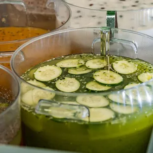 Agua de Pepino (Cucumber), Limon, Maracuya (Passionfruit), Fresa (Strawberry), etc.