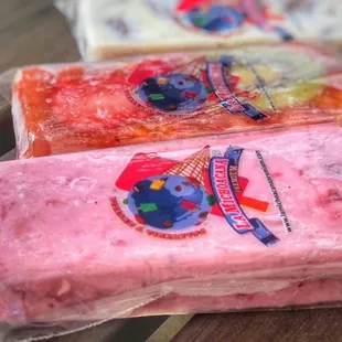 three different flavors of ice cream