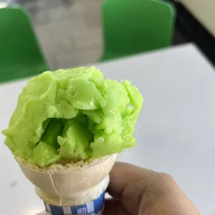 a hand holding an ice cream cone