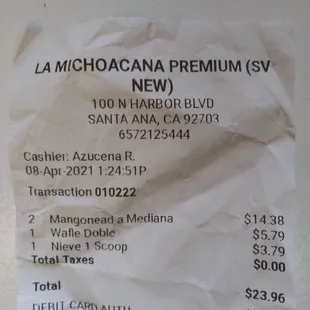 El nombre de la persona que me atendió.