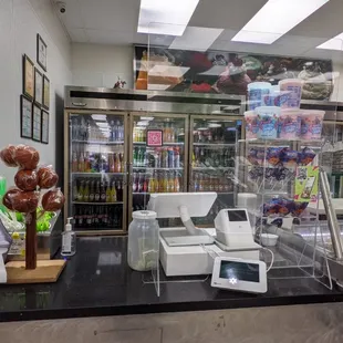 Drinks, candy some, register area