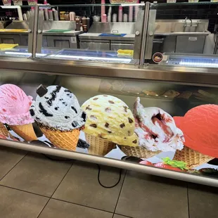 a display of ice cream cones