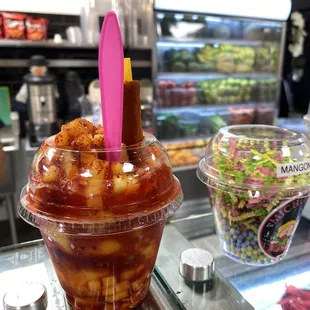 Mangochamoy Ice Cream, Mango Slices, Chamoy