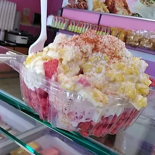 a display of desserts