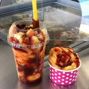 a cup of ice cream and a dessert