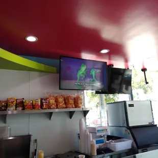 a view of the interior of a restaurant